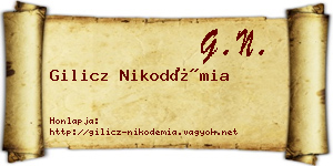 Gilicz Nikodémia névjegykártya